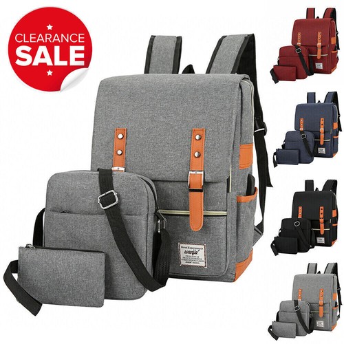 GROSSES ANGEBOT 3 Teile/Set Herren Laptop Rucksack Freizeit Reise Schulter Umhängetasche ROT