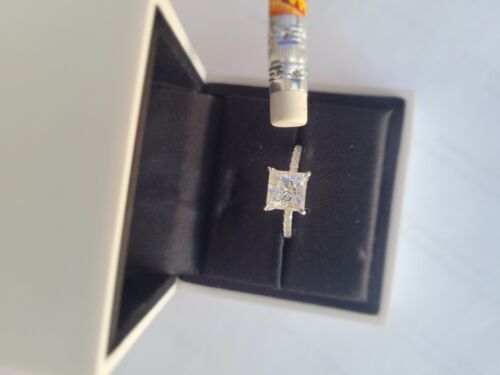 2.5CT Princess Cut Moissanite Sz 7.5 Engagement Ring 14K White Gold Plated 925 - Picture 6 of 6