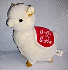 KellyToy Be Happy LLAMA Lots of Love Cream 11in Standing Soft Plush Red Saddle