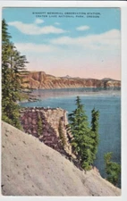 Postcard OR Crater Lake National Park Oregon Sinnott Memorial Observation Sta G7