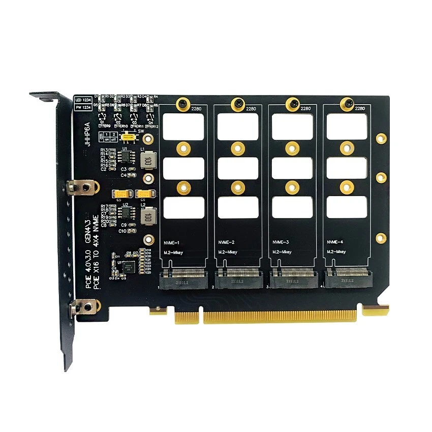 PCIe 4.0 Gen4 4x4 Split Card PCI-E X16 to 4 Ports M.2 NVMe SSD Expansion  Card