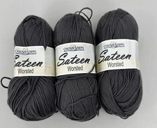 Lot of 3 New Cascade Yarns Sateen Worsted Color #38 Dark Grey Discontinued Yarn