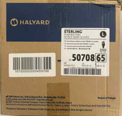 Halyard 50708 STERLING Nitrile Exam Gloves LARGE Case of 2000