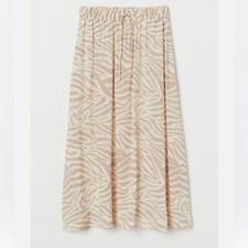H M Patterned Tan Zebra Casual Lightweight Pockets Midi Skirt 8