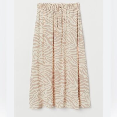 H&M Patterned Tan Zebra Casual Lightweight Pockets Midi H&M Patterned Tan Zebra Casual Lightweight Pockets Midi
