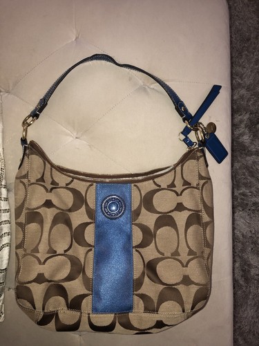 coach signature stripe hobo bag