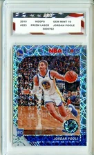 2019 Hoops Premium Stock Laser Prizm #223 Jordan Poole Rookie AGC 10 Gem Mint