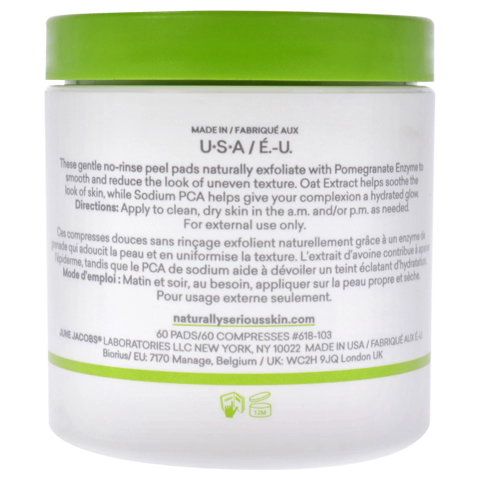 Almohadillas exfoliantes Get Even prensadas en frío de Naturally Serious para unisex - Almohadillas de 60 piezas Foto 2 de 3