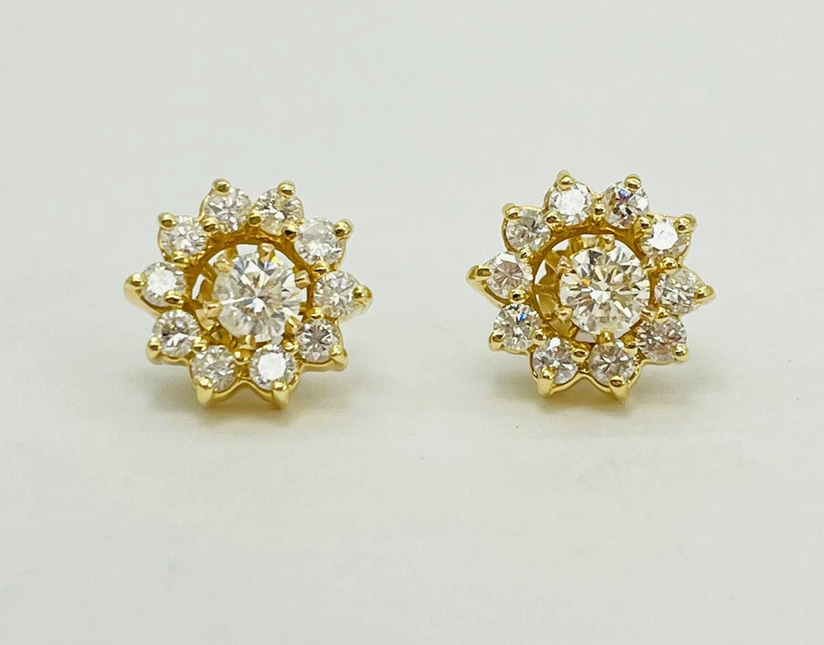 14K Gold Rope Accent Diamond Post Earrings 14K Rose / 1/5ctw White Diamond