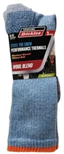 Dickies Crew Socks Wool Blend Steel Toe Midweight Thermal 3 Pair Blue Size 6-12