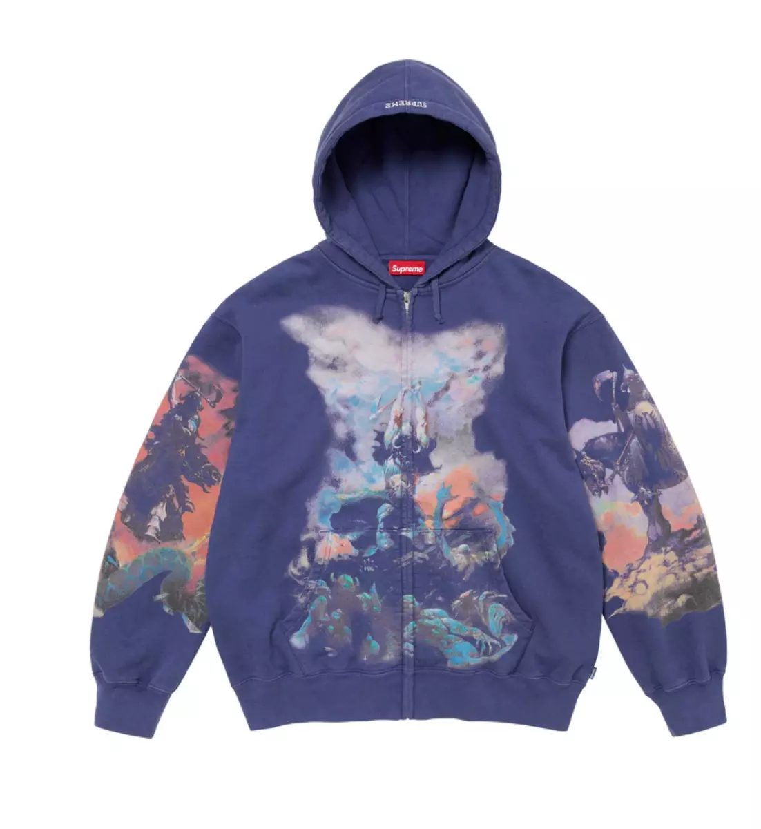 Sweat à capuche zippé Supreme Frank Frazetta bleu marine délavé   Medium   FW24
