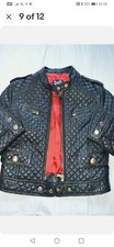 D&g Dolce Gabbana Black Quilted Leather Zip Bomber Biker Jacket Coat It42 Uk10