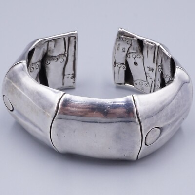John Hardy Sterling Silver 925 Orignal Bamboo 30mm Wide Kick Cuff Bracelet 