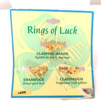 Fun Costume Jewelry Rings of Luck New on the Original Card Large Size 3 Rings