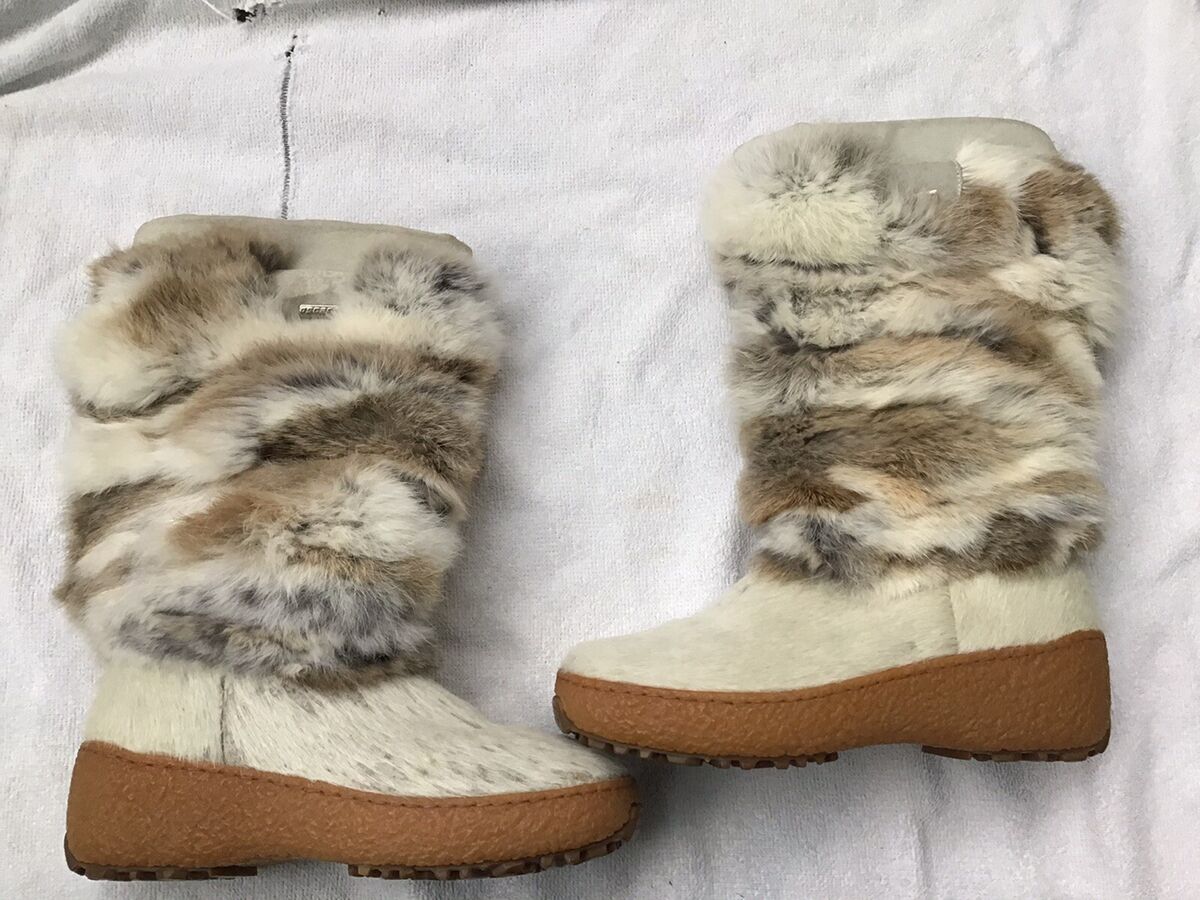 Oscar Sport woman's white & brown fur boots (with Flaws Oscar Sport woman's white & brown fur boots (with Flaws