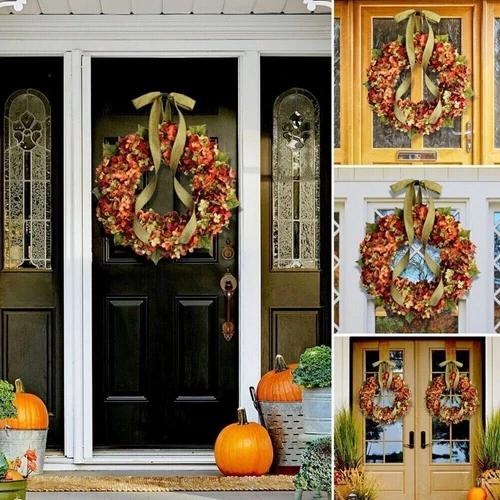 30CM Herbstkranz Haustür Saisonkranz Künstlicher Türkranz Thanksgiving Dekokranz - Bild 8 von 8