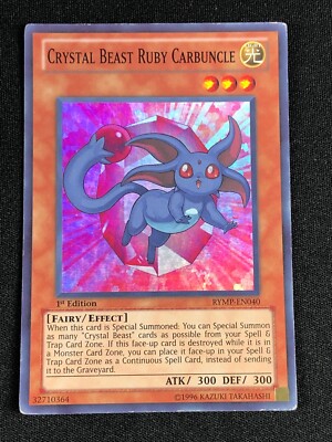 YUGIOH CRYSTAL BEAST RUBY CARBUNCLE RYMP-EN040 1ST SUPER PLAY/EDGE WEAR 