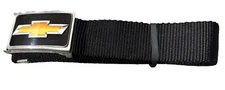 CHEVY CHEVROLET Bowtie Web Adjustable BELT Up To 46” Buckle Belt Licensed Black