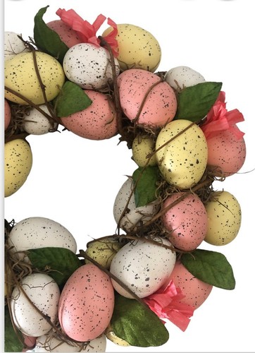Martha Stewart Speckled Easter Egg Ring Wreath Pastel Pink White Yellow Spring - Picture 8 of 8