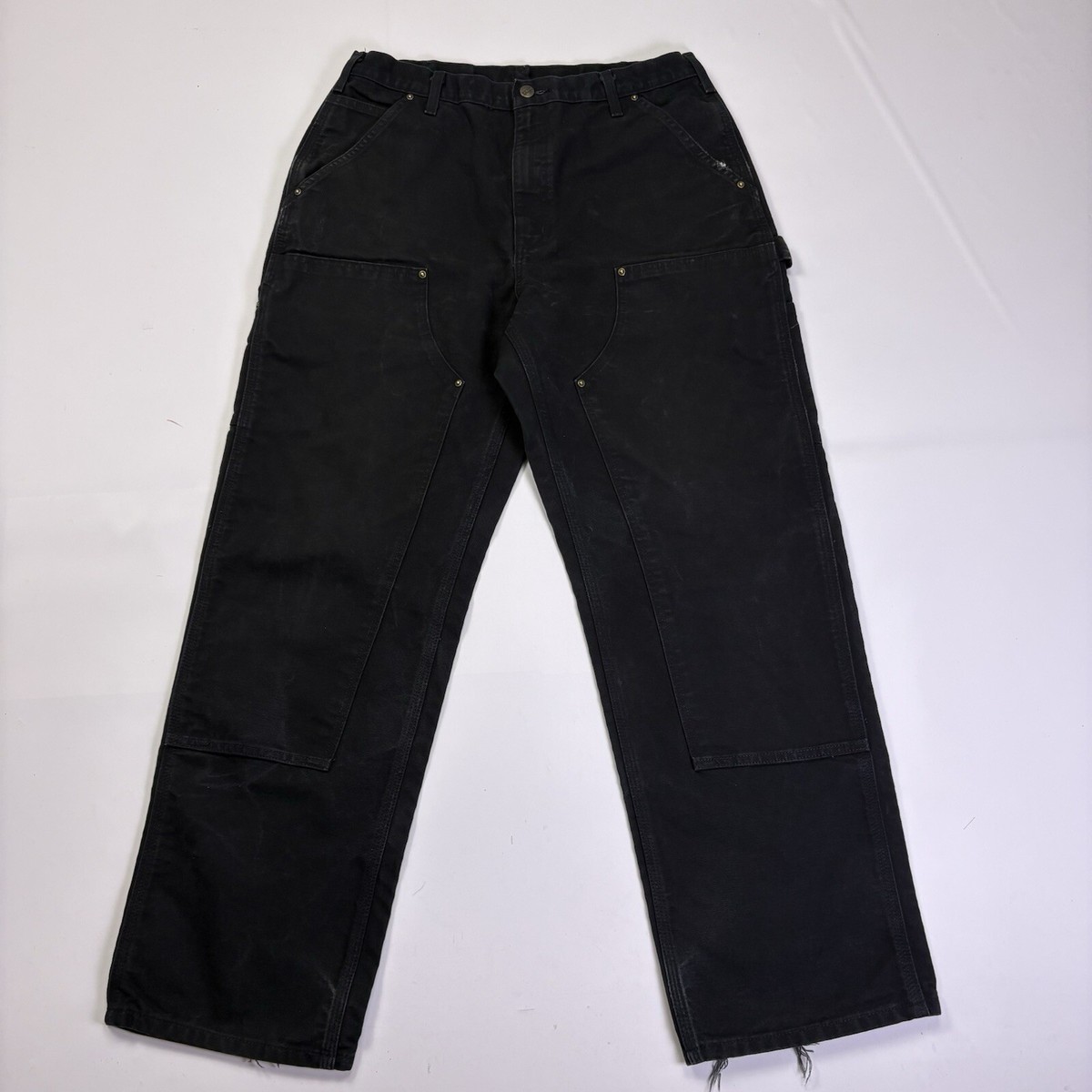 Carhartt Mens 34x32 B136 BLK Loose Fit Duck Double Knee