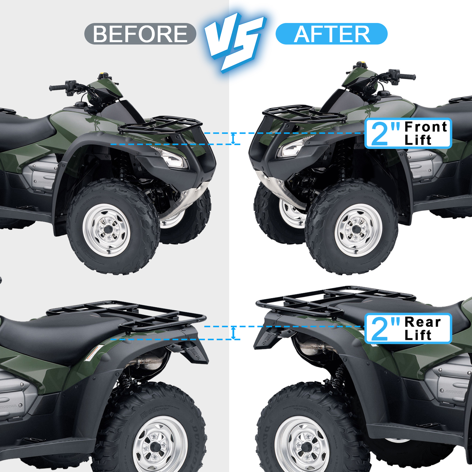 Heavy Duty 2" Front & Rear ATV Full Rise Lift Kit Fits Honda Recon TRX 250 97-08