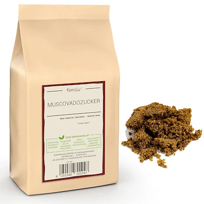 KAMELUR (9,10 EUR/kg) 1kg Zucchero Moscovado Scuro, Zucchero di canna intero puro di Mauritius