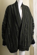 For Ewe Jennifer Hanley Scotland Artist Hand Knit Sweater Jacket 58"b 1x 2x 3x
