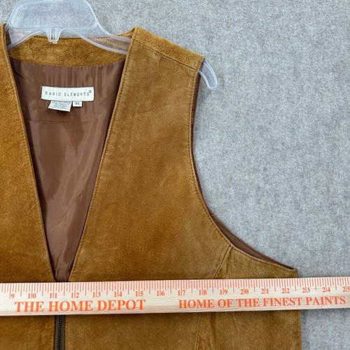 Basic Elements Suede Leather Vest Mens XL Medium Brown Western Cowboy - Picture 6 of 7