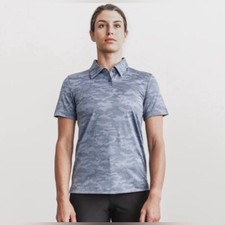NWT NOBULL Women s Lightweight Textured Polo - Small - Coastal Blue Camo