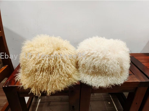 Mens Real Mongolian Warm Lamb Fur Bucket Papakha Hat Winter Hat Cap Headgear SZ - Picture 6 of 18