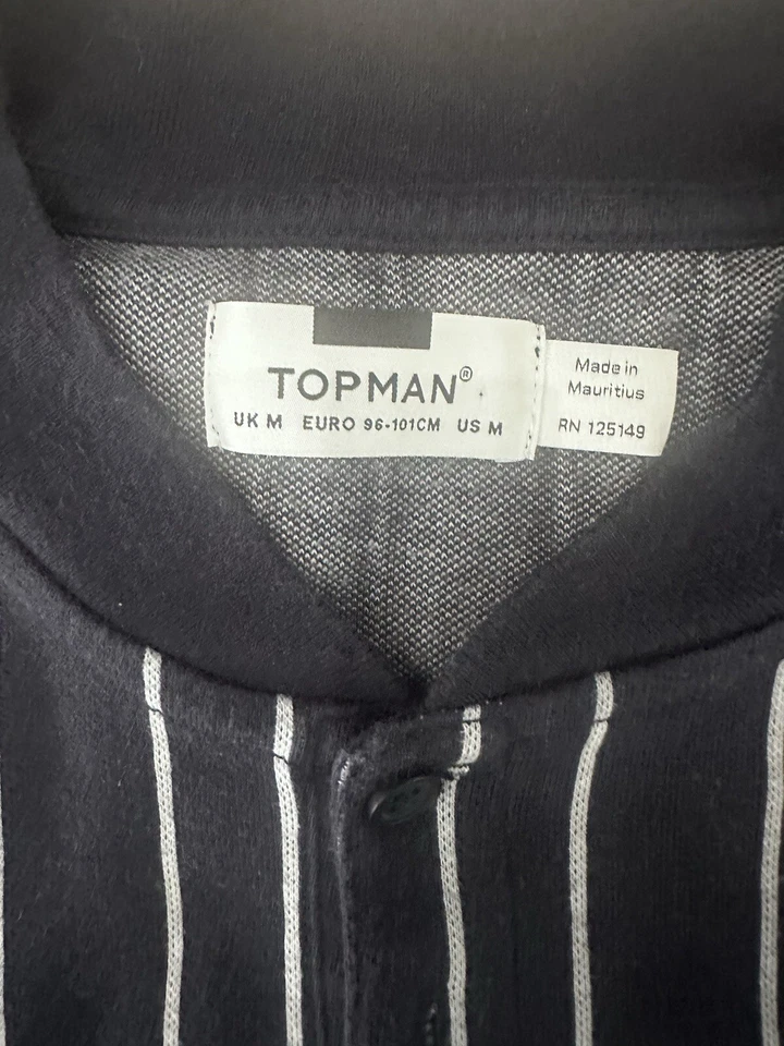 Camiseta Topman Para Hombre Cuello Redondo Talla M Azul Blanco Rayas Foto 3 de 3
