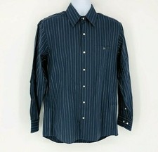Lacoste Navy  White Pin Stripes Long Sleeve Button Up Dress Shirt Men's Size 40