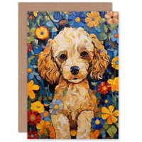 Cockapoo-Welpen Mutiger Blumenspaß Geburtstagskarte