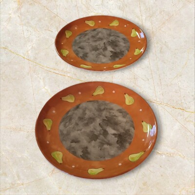 SET 2 ~ ESSEX COLLECTION BOIS D'ARC TUTTI FRUITTI PEAR DESSERT PIE SALAD PLATES