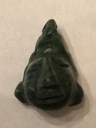 Antique Dark Green Jade Aztec, Mayan, Incan Face Pendant Bead | eBay