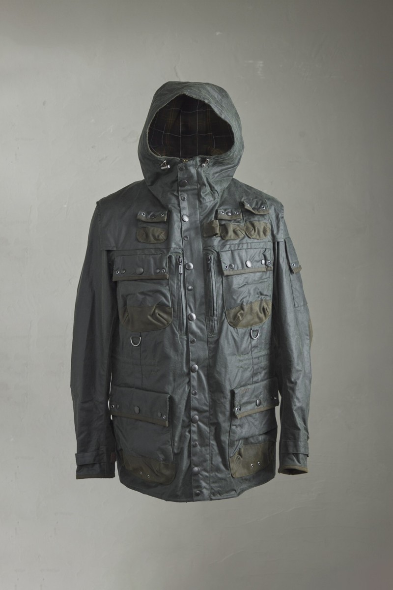Barbour tokito military hood waxed shooting field jacket liner to
