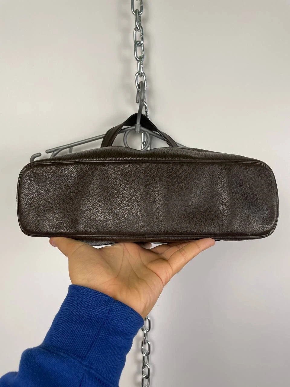 Borsa a tracolla Longchamp Paris pelle marrone made in Marocco