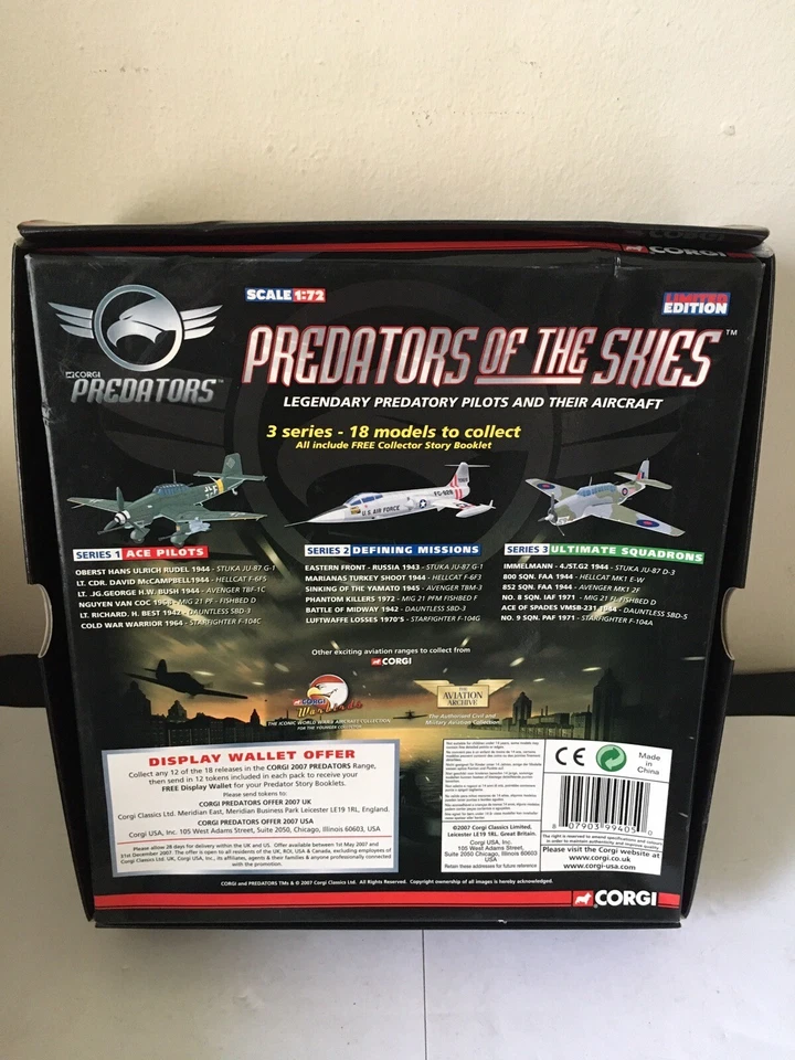 Rare MINT 1:72 Corgi PR99405 Douglas SBD-3 Dauntless USN VB-6 Black B1 June 1945 - Image 2 of 4