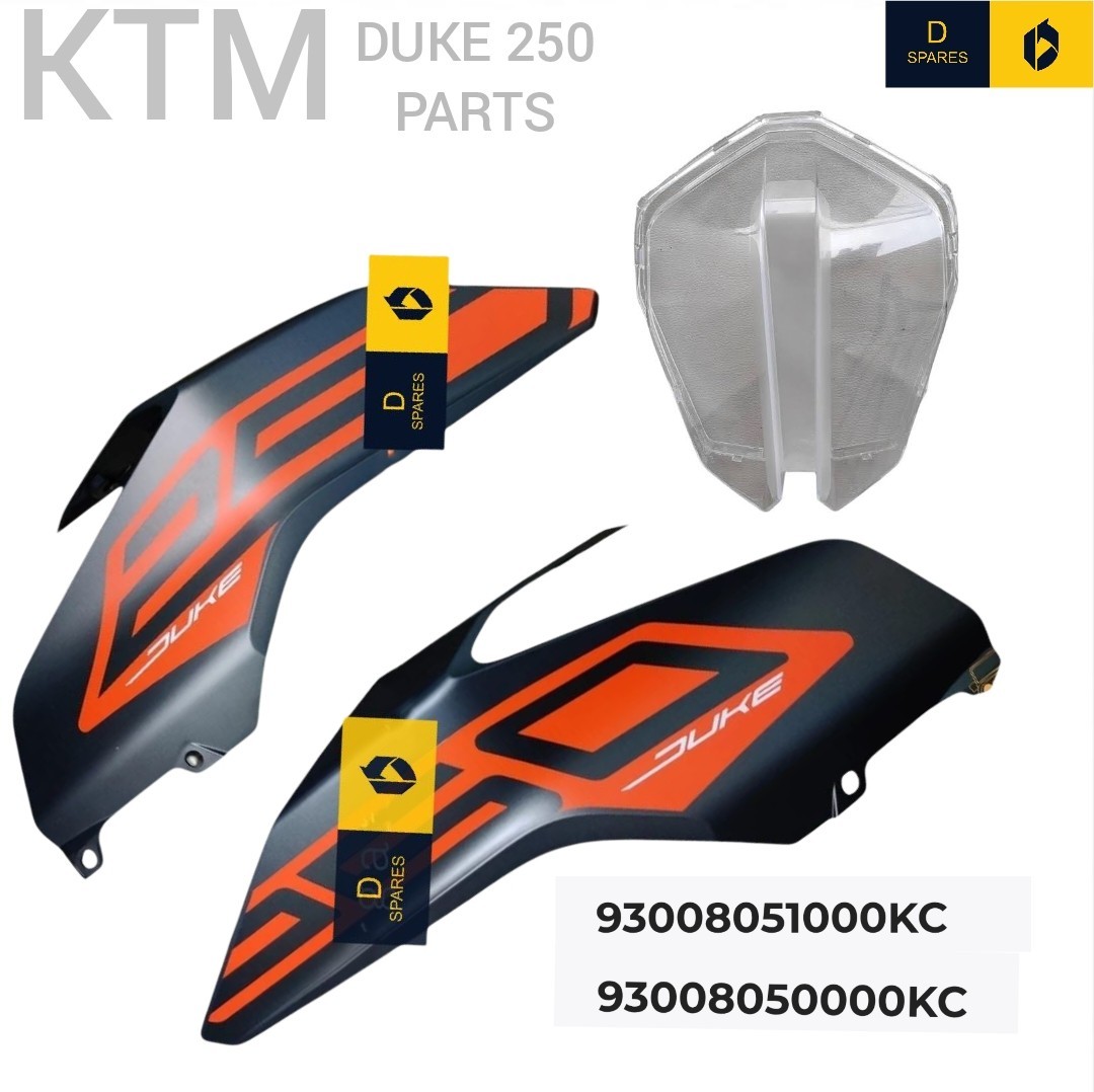 KTM DUKE 250 Tank Cover LH &RH Dark GAL Matt Headlight Glass