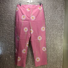 Lilly Pulitzer White Label Pink Floral Capri Pants Size 4 Cotton