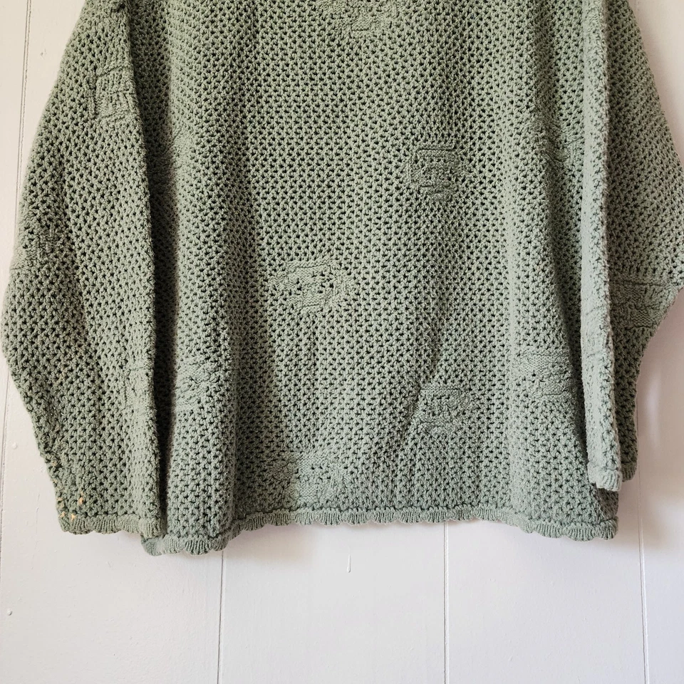Ручной работы винтажный коттедж богемное открытый трикотаж негабаритный зеленый средний - Изображение 2 из 4