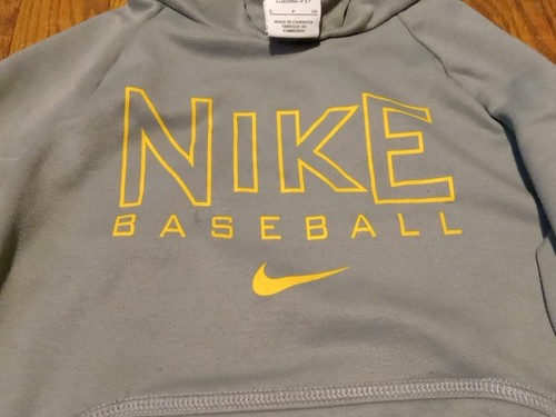 NIKE Basketball Hoodie Boys' Size Small Therma-Fit Pullover Grey Yellow RN#5632 - Picture 2 of 10