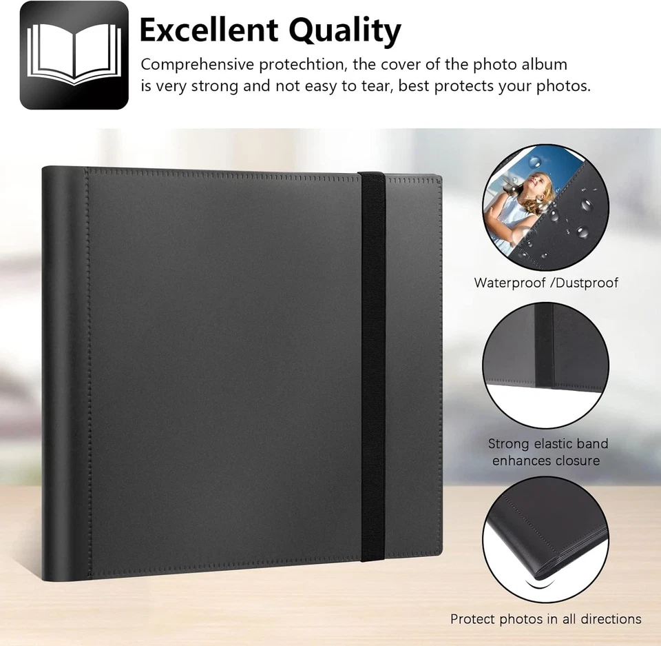 Álbumes de fotos 192 bolsillos para cámara instantánea Polaroid Go 8x10 pulgadas, NEGRO  Foto 4 de 4