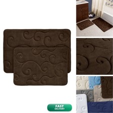 2 Pc Memory Foam Bath Mat Set By Bedford Home - Coral - Chocolate 67A-36758