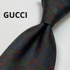 Gucci Skinny Scarf Geometric Silk Dark Color 59.8in Pre owned