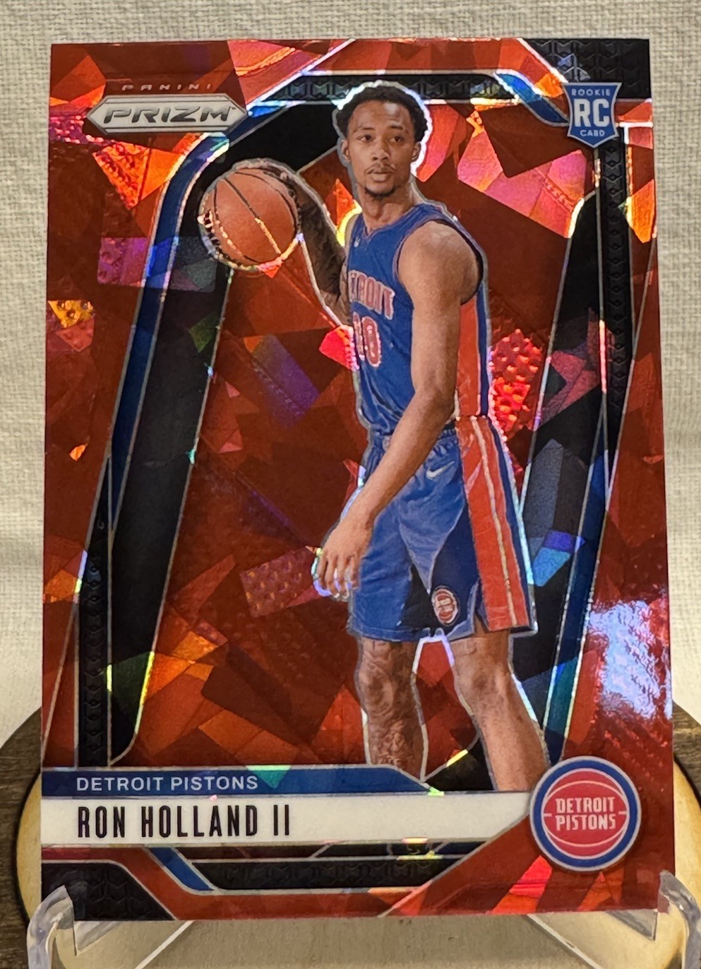 2024-25 Panini Prizm Ron Holland II #269 (RC) Red Cracked Ice Detroit Pistons