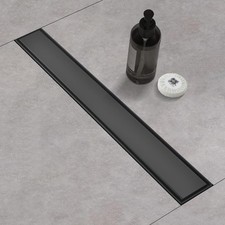 Linear Shower Drain with Tile Insert Panels 48 Inch Black 304 Stainless Ste...