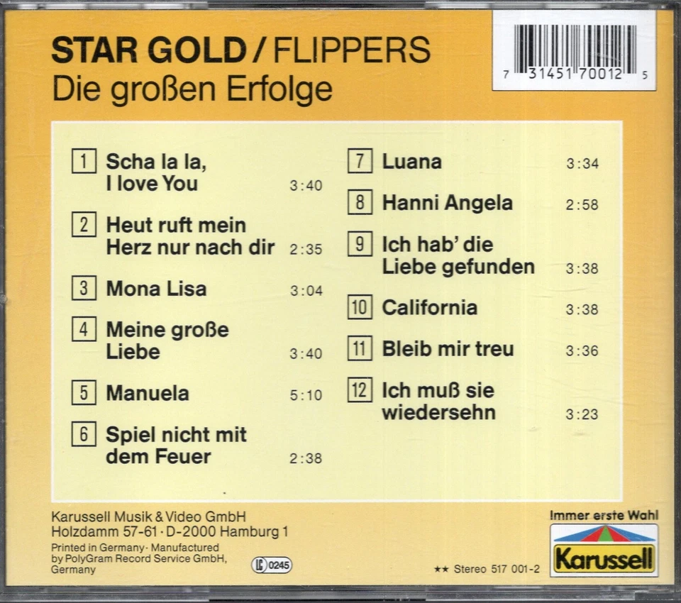 Die Flippers - Star Gold: Die großen Erfolge         CD - Bild 2 von 2