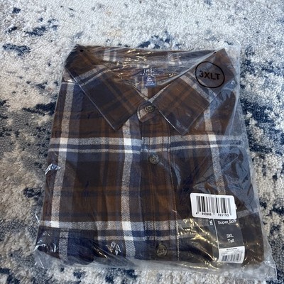 George Super Soft Brown/Navy Plaid Flannel Long Sleeve Shirt Sz. 3XLT*