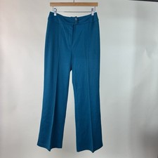 Vintage 70s Sears Blue Stretch Pants Size 12 High Rise Wide Leg Flare